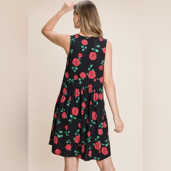 BOMBOM Floral Ruched Tank Dress - Picture 2 of 5